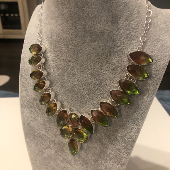 18” Watermelon Tourmaline Sterling Silver Necklace - Picture 2 of 3